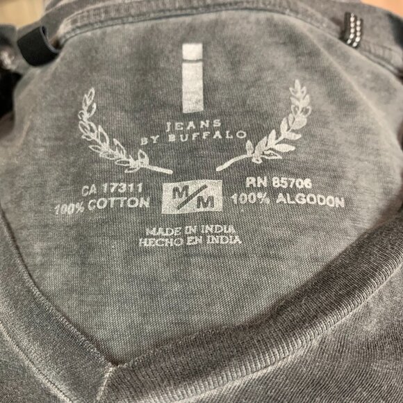 Buffalo Jeans Black Thrashed Grunge Motorcycle Mens T-shirt Size M (SKU: 21M) - Picture 3 of 6